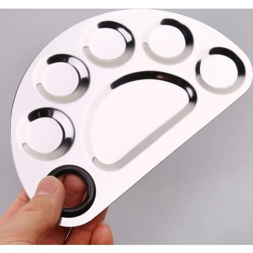 Stainless Steel Paint Palette Tray Mixing Rod Spatula Set For Nail Art Supply School Supplies Watercolor Oil Painting Makeup