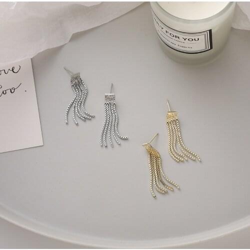 Minimalist Gold Silver Color Chain Earrings for Women Alloy Metal Tassels Statement Dangle Earrings Party Bijoux Femme 2020