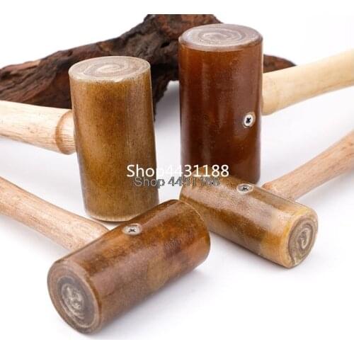 Head 32/38/42/48mm Raw cowhide Leather Hammer for Stamping Jewelry Leather craft Tool with wood handle