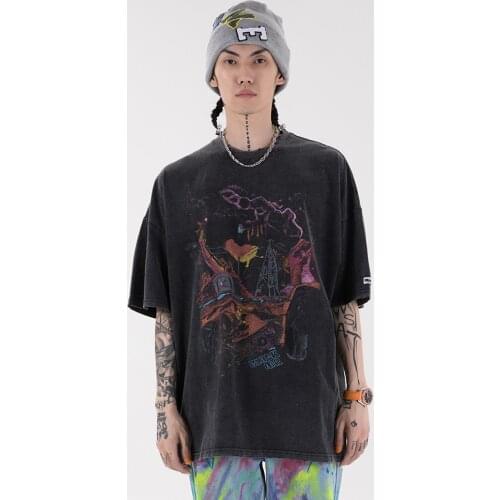 SEVEYFAN 2021 Mens Printed Short-sleeved Round Neck Half-sleeved Street Trend Loose Couple Five-Point Sleeve T-Shirt