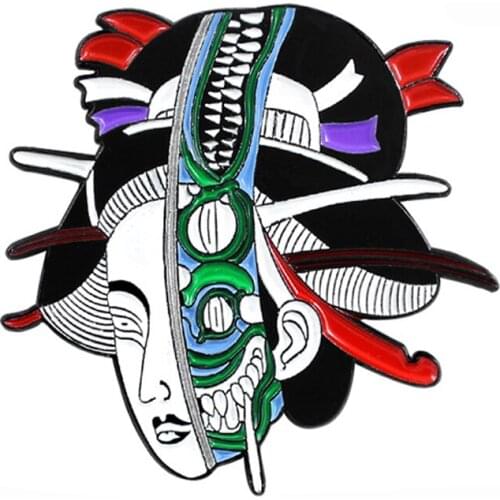 New Enamel Brooch Pins Fashion Japanese Geisha Woman Shape Trendy Hot Sale Badge Lapel Pin Japan Ethnic Jewelry Accessories