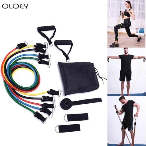 New 11Pcs/Set Pull Rope Fitness Exercises Resistance Bands Multi Function Latex Tubes Pedal Excerciser Body Training Yoga Rubber