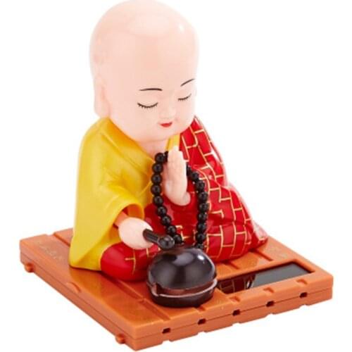 New Cute Car interior Accessories Solar Little Monk Shaking Head Car Decoration Little Novice Accessories Gift C86