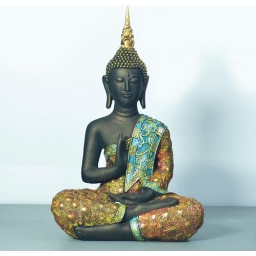 TOP GOOD Buddha Wholesale figure # HOME family Protection Talisman Retro Buddhism Ornamental seated Buddha 34CM