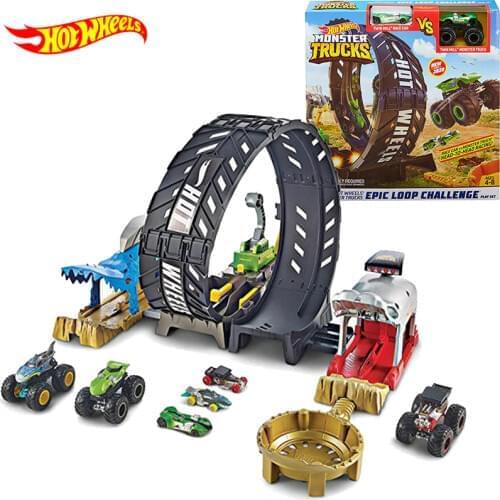 Original Hot Wheels Monster Truck Epic Loop Challenge Diecast 1:64 Hotwheels Car Toy Hot Wheels Car Toys for Boys Giant Wheels