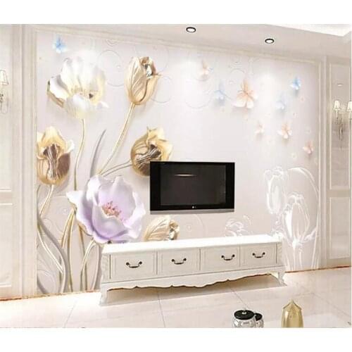 Custom Wallpaper papel de parede 3D Relief mural Chinese Style Modern Flower Living Room wallpaper Decorative Painting
