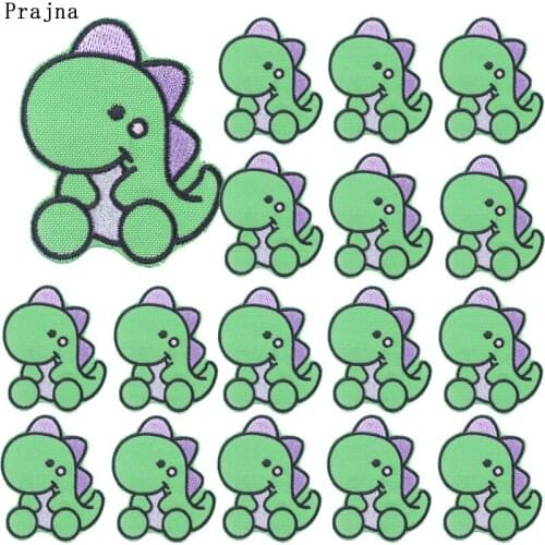 Prajna 10PCS Cute dinosaur Embroidered Patches Iron On Patches For Clothing kids DIY Patches For jacket Cartoon Animal Patch