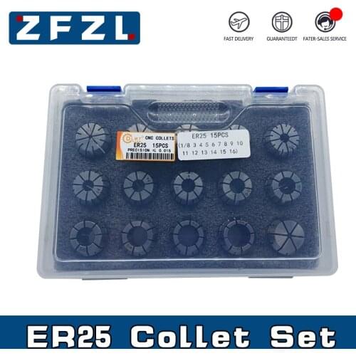 1Set ER25 Spring Collet Chuck Engraving Machine Spindle ER Chuck ER25 1-16MM 0.015/0.008MM High Precision Collet CNC