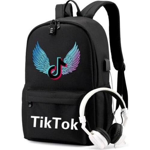 Tik Tok Backpack Teenagers Students School Bags USB Charge Schoolbag Tik Tok Laptop Mochilas For Teenager Boys Girls School Bag