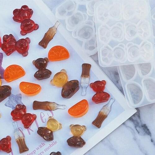 Simulated Gummy Bear Candy Shape Silicone Molds Epoxy Resin Cola Orange Cabochons Jewelry DIY UV Resin Charms Mould