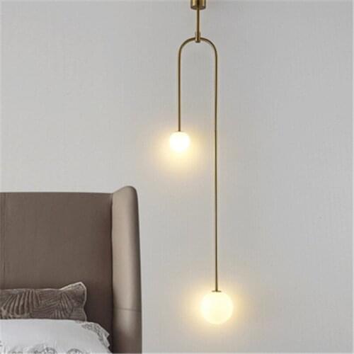 Nordic Minimalist Bedroom Bedside Pendent light Post Modern Style Restaurant Clothes Geometric Line White Glass Ball Chandelier