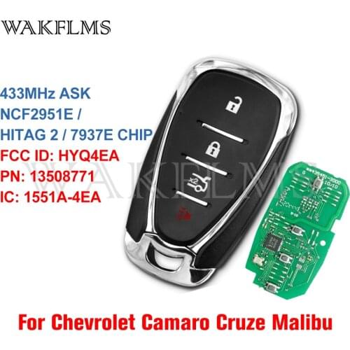 Smart Key For Chevrolet HYQ4EA 13508771 1551A-4EA 433MHz 7937E Chip For Chevrolet Camaro Cruze XL8 Malibu 2016 2017 2018 2019