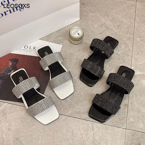 Large Size Diamond Flat Slippers Womens 2021 Summer Fashion New Casual Beach Lightweight Slippers