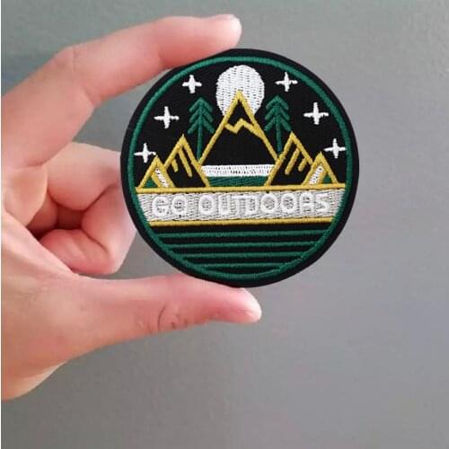 Go Outdoors Hiking Patch Embroidered Patches for Jackets Mountains Nature Hiking badge applique iron sew on patch