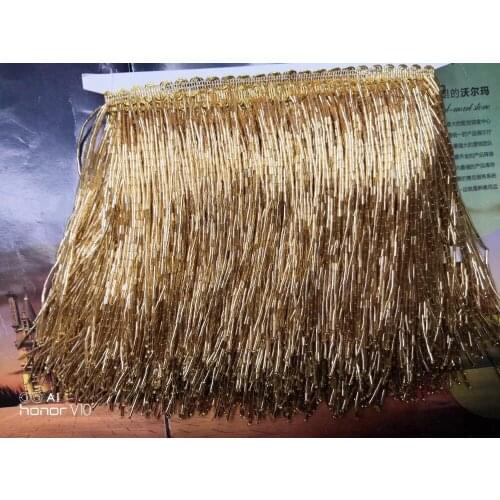 Gold color High quality top selling beaded Fringe Ribbon Trim Fringe Tassel Lace Trim BZL-10197 for Clothing Decoration