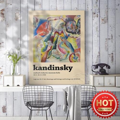 Wassily Kandinsky Exhibition Museum Poster, Wassily Vintage Art Decor Wall Picture, Kandinsky Living Room Decor Wall Stickers