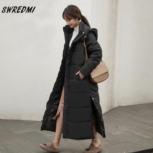 X-Long Winter Coat Women Snow Wear Thicken Warm Wadded Jacket Female Sold Fashion Padded Clothing Winter Parkas Woman SWREDMI