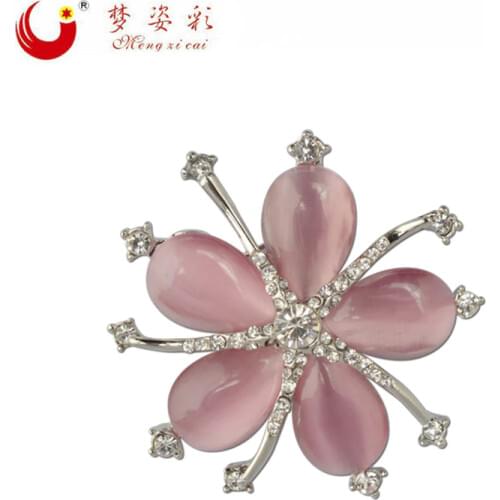 2019 New Women Pink Brooches Alloy Plant Broche Hijab Pin Brosh Broshi Crystal Big vintage-accessories Beautiful Star Brooches