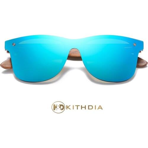Kithdia Handmade Sunglasses Polarized Walnut Wooden Eyewear Women Mirror Vintage Oculos de sol masculino UV400 Polarized Lens