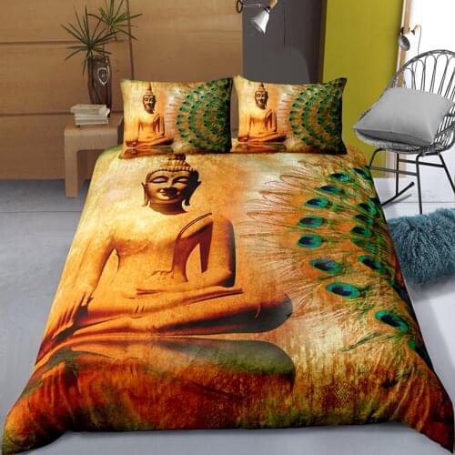 Smile Buddha Statue Bedding Set Modern Luxury Duvet Cover Sets Comforter Bed Linen Twin Queen King Single Size Dropshipping Gift