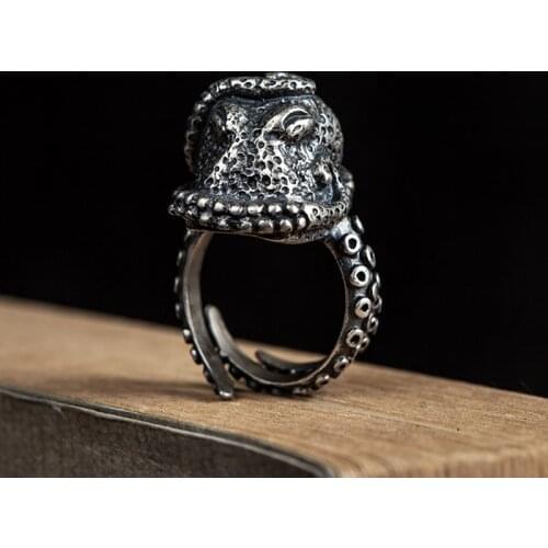 VamGoth1573 925 Sterling Silver Open Hyperbole Octopus Ring Especially Wholesale Jewelry Adjustable Size Free Shipping