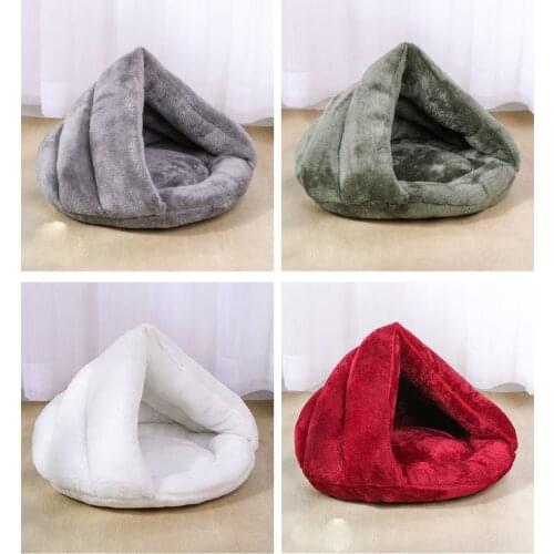 Winter Warm Pet Bed For Cat Dog Soft Fleece Thicken Nest Kennel Bed Cave House Sleeping Bag Mat Pad Tent Pets Cozy Baskets Beds