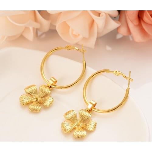 Gold flower drop earring Ethiopian/Nigeria/Kenya /Ghana Gold color Dubai african Arab Middle Eastern Jewelry Mom girl Gifts