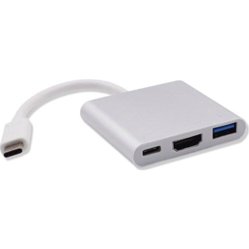 1pcs Type C USB 3.1 to USB-C 4K HDMI USB3.0 Adapter 3 in 1 Hub For Apple Macbook Multiport Whole Aluminum Metal Case Adapter