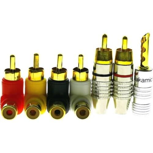 2PCS Plating Gold RCA Right Angle Connector Plug Adapters Red Black Male To Female 90 Degree Elbow Audio Adapter