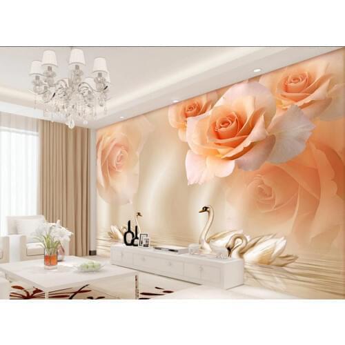 Orange rose 3d wallpaper flower 3d stereoscopic wallpaper Landscape wallpaper murals Home Decoration
