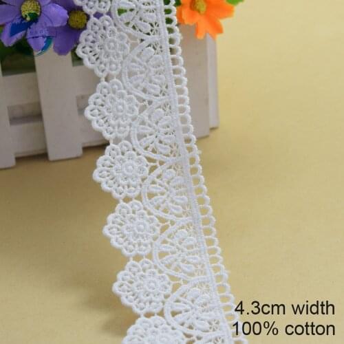 4.3cm white lace cotton embroidery lace french lace ribbon fabric guipure diy trims warp knitting sewing Accessories#3686