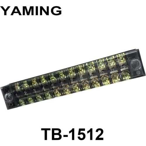 5PCS/lot TB-1512 Copper!! Connection Terminal Block Row Connector Plate with Cover 15A 600V 12P 12 positions 0.5-1.5mm2