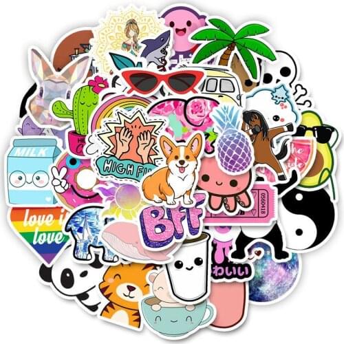 50pcs/Pack Cartoon DIY Stickers Waterproof For Skateboard Guitar Luggage Kids Toys wall decal stickers
