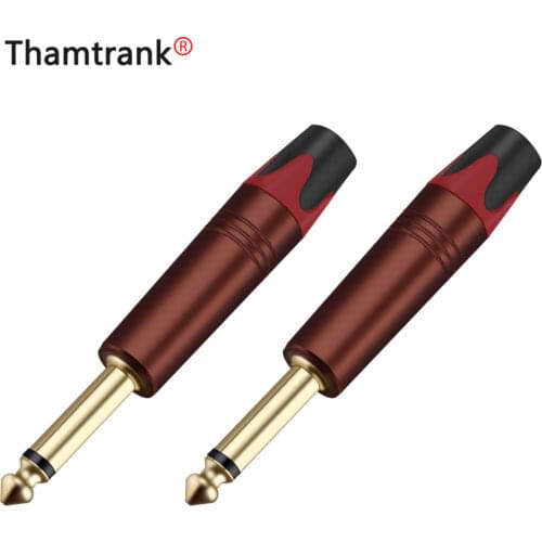 50PCS 6.35mm Mono Straight male amplifier microphoneTS TRS plug 6.35mm jack plug Mono audio connector