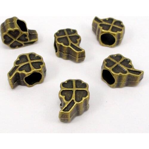 60pcs-Antique Bronze Four Leaf Clover Beads 13x8x7mm