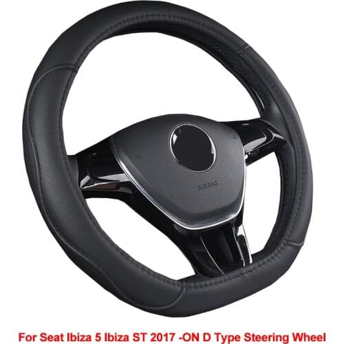 Car Steering Wheel Cover D Type For Seat Ibiza 5 Ibiza ST 2017 2018 2019 2020 2021 PU Leather Volante Braid on Steering-Wheel