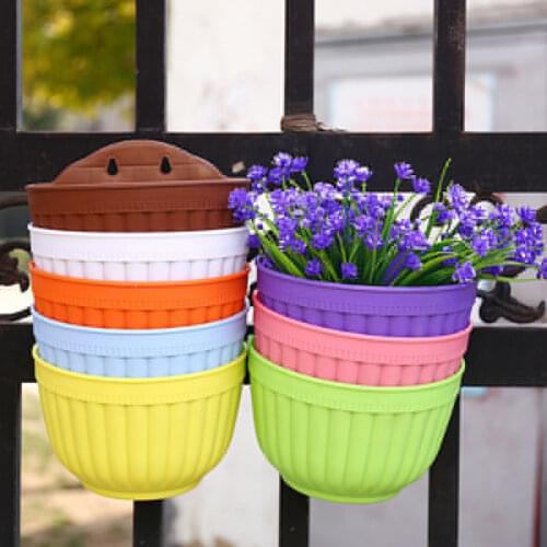 Flower Pot Resin Balcony Garden Plant Basket New Removable Hanging Flower Pot Hooks Wall Pots Pail Iron Flower Holder Home Decor