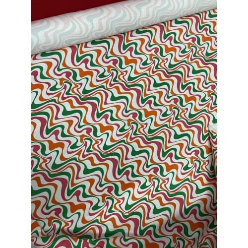 90cm/piece a2091 Color wavy stripe printed fabric is suitable for clothing coat DIY fabric designer fabric