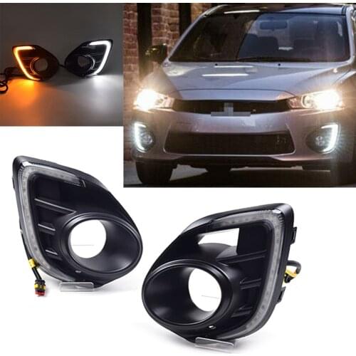 For Mitsubishi Lancer 2016 2017 2018 Auto LED Daytime Running Light DRL Front Fog Light Turn Signal Lamp 2x