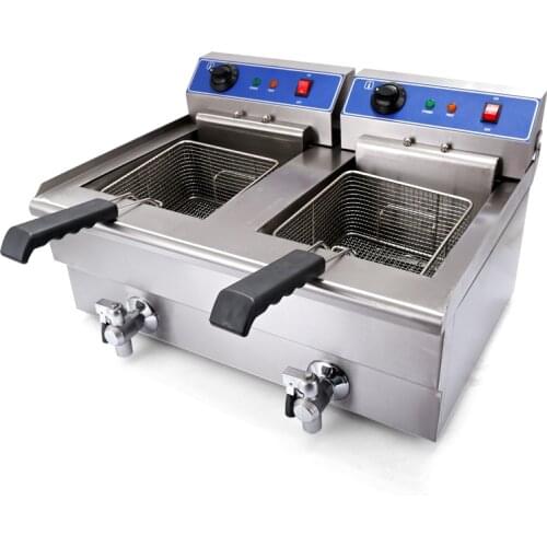 26L electric fryer machine double cylinder blast furnace French fries chicken deep fryer for sale