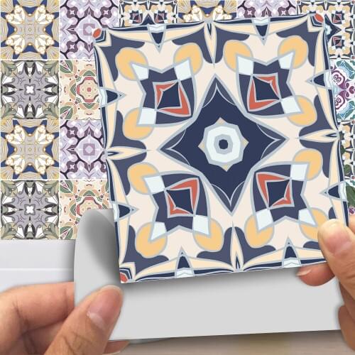 European Hard Tiles Wall Sticker Living Room Bathroom Backsplash Wall Decal Shine Finished Self-adhesive PVC Wallpaper Art Mural