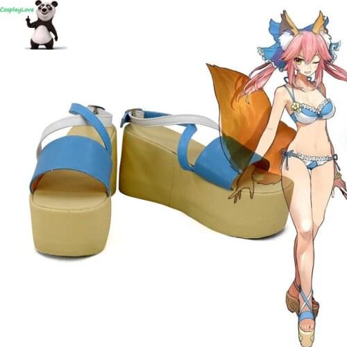Fate Grand Order Tamamo No Mae Swimsuit Blue Cosplay Shoes Boots Newest Custom Made For Halloween Cosplaylove