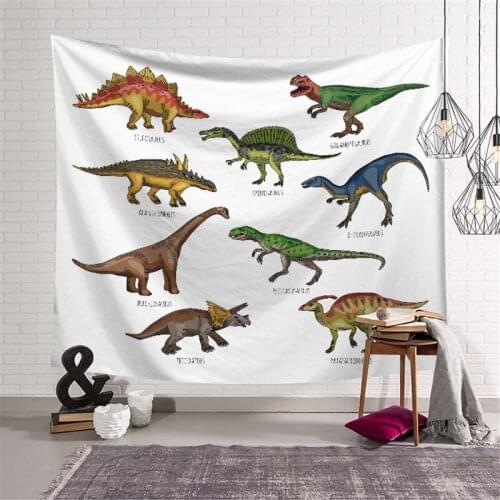 Dinosaur Tapestry Wall Hanging Fabrics Jurassic Psychedelic Tapestry Animal Wall Carpet For Kids Room Hippie Gobelin Picnic Yoga