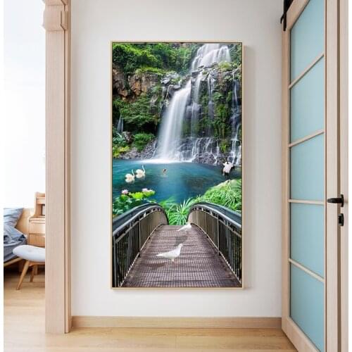5d Diy Diamond Painting Waterfall Swan White Dove Embroidery Crystal Round Square Rhinestone Mosaic Pictures Home Decoration 2