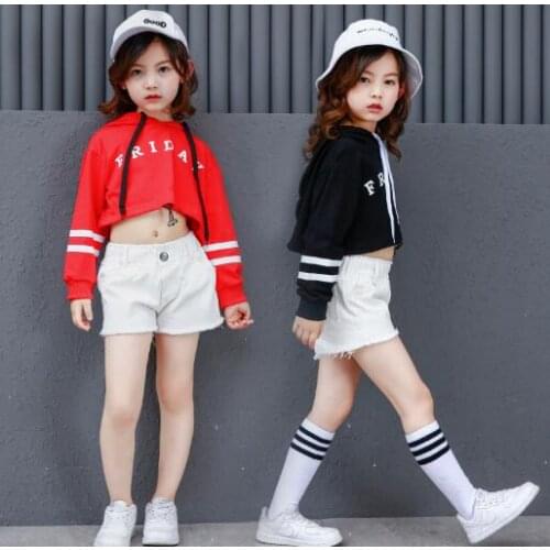 Girls Ballroom Modern Jazz Hip Hop Dance Competition Costumes Set Kids Long Sleeve Sports Suit Dancing Clothing Outfits Clothes