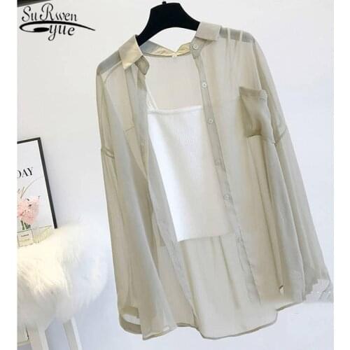 Summer Sun Protection Clothes Female Cardigan Shirt 2021 Women Thin Coat Casual Clothing Tops Blouse for Woman Covers Blusa 9932