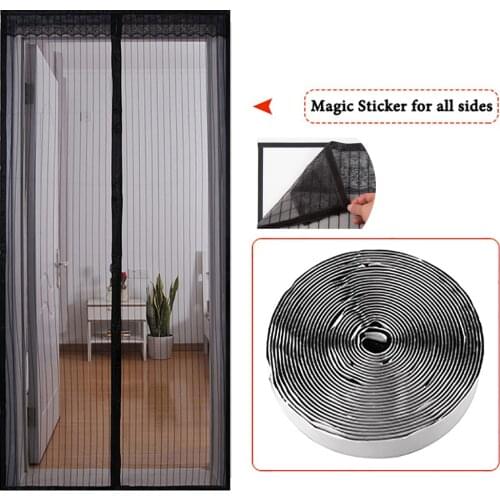 Hands free magnetic mosquito net door screen soft yarn door curtain anti insect fly polyester magnetic screen door