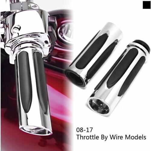 Shallow Cut Chrome Hand Grips For Harley 2008-2017 Street Glide Road King FLHX FLHR FLH/T With Throttle By Wire Models