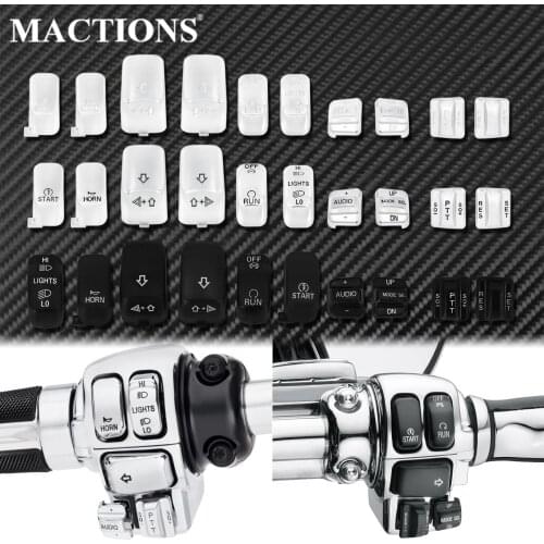 Motorcycle 10PCS Hand Control Switch Housing Caps Buttons Switch Cap Kit Black Chrome 3 Type For Harley Touring FLHX FLTRX 96-13