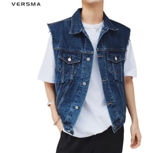 VERSMA 2017 Vintage Colete Masculino Denim Vests Men Sleeveless Jacket Coat Vest Waistcoat Men Chaleco Hombre Vests & Waistcoats